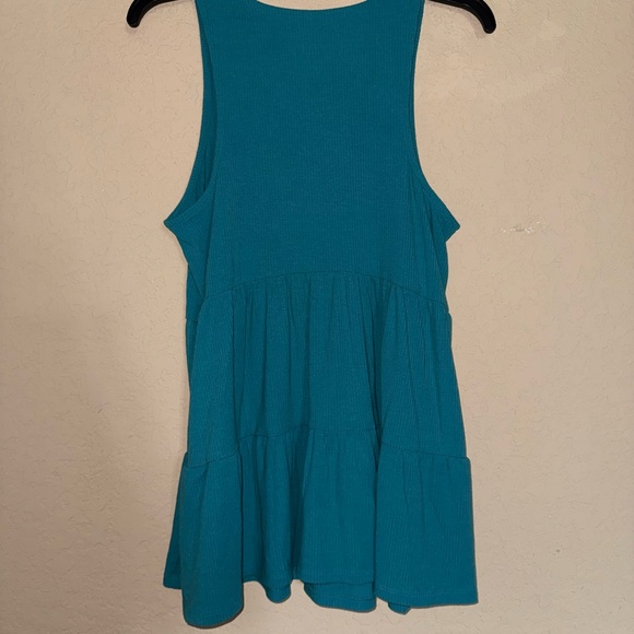 Torrid Super Soft Rib Knit Teal Sleeveless Women's Top- Super Adorable - Picture 3 of 5